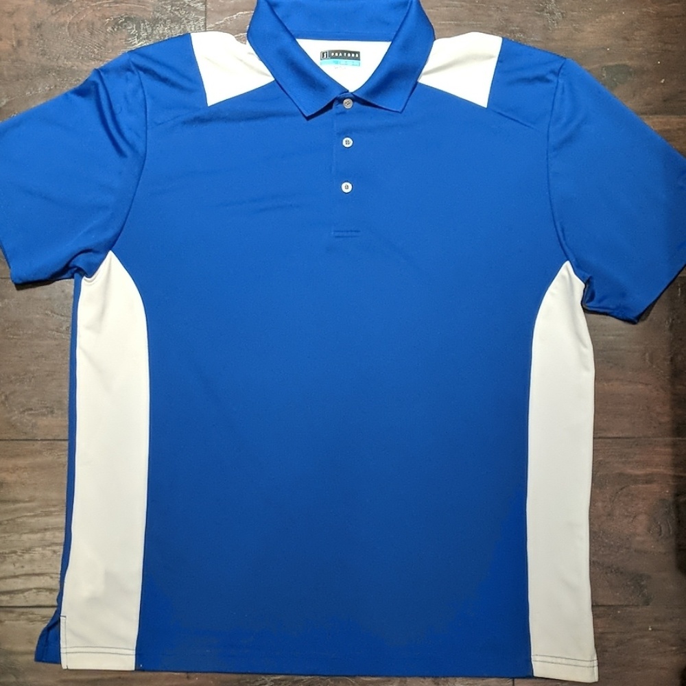 PGA TOUR 2xl Airflux blue and white golf polo #101